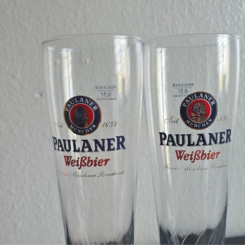 2-Paulaner Weißbier 0.5L Beer Glasses Tall German Weizen Pilsner Sahm Munich